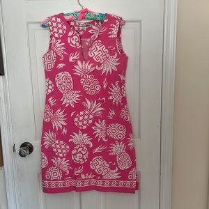 Sleeveless cotton pineapple print dress